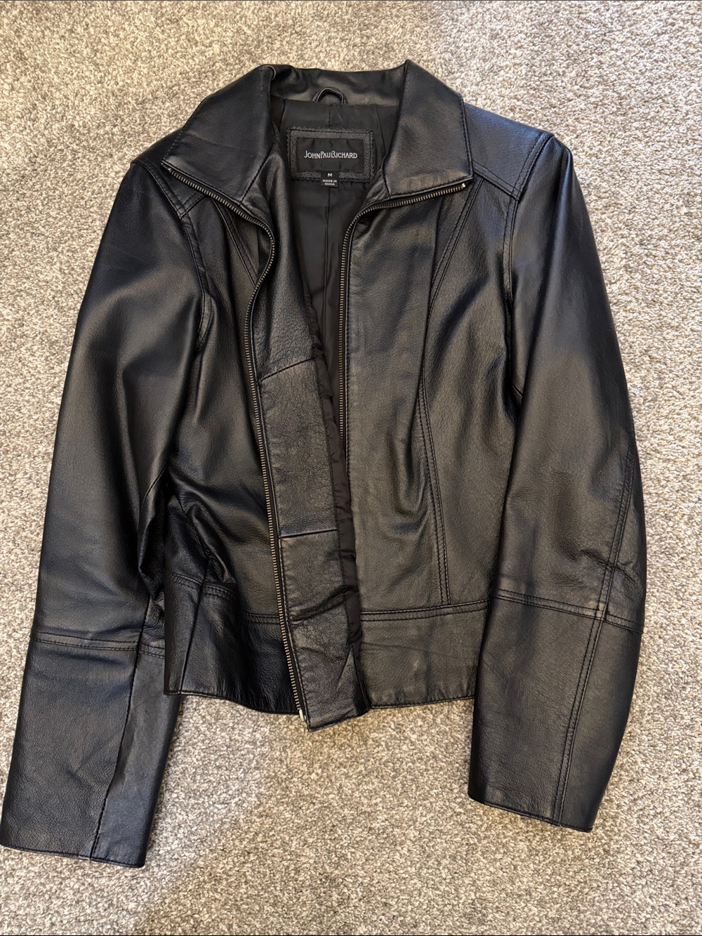 JohnPaulRichard Black Leather Zip Jacket